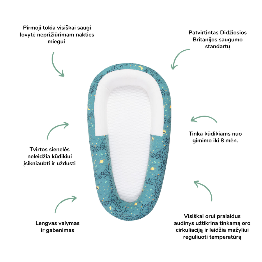 PRESALE Purflo® Sleep Tight kūdikio lovytė - su žvaigždutėmis