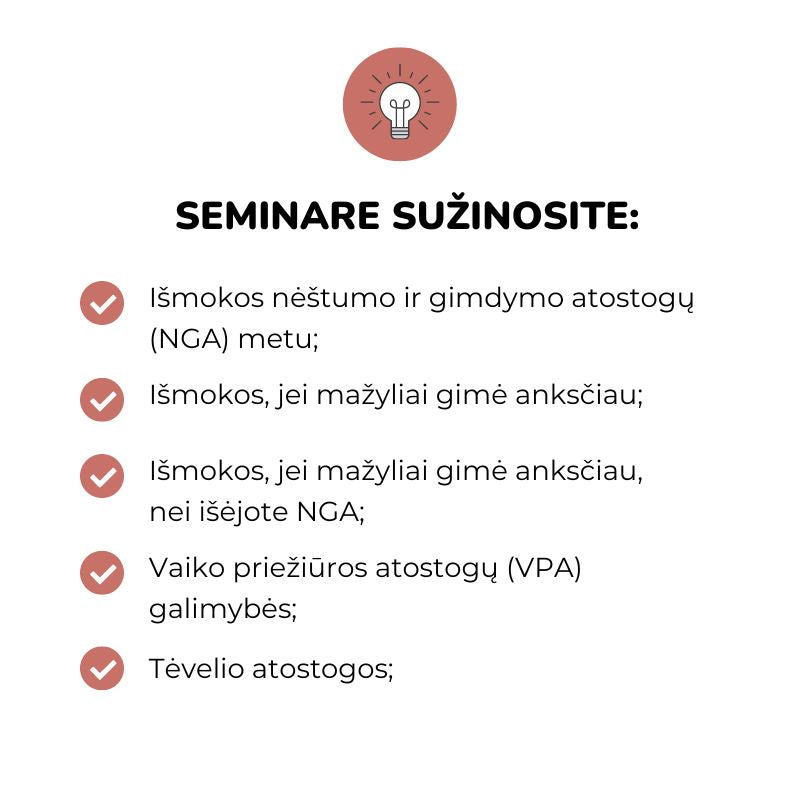 Išmokos dvynukų tėvams Milda Maknavičienė vaiko priežiūros atostogos nėštumo ir gimdymo atostogos tėvelio atostogos kitos išmokos dvynukų tėvams Mylu.lt seminarai