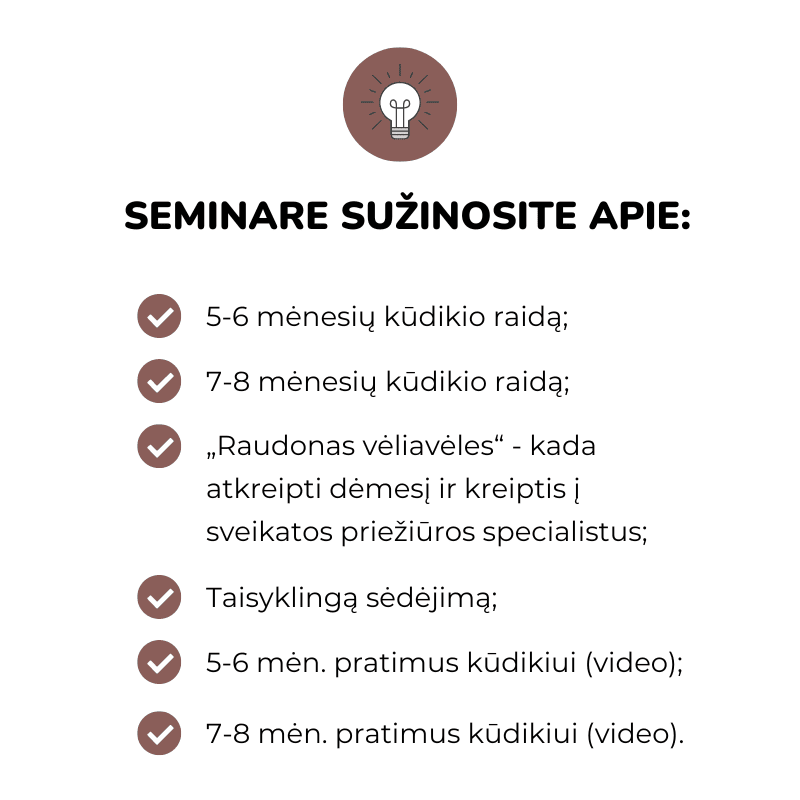 Kūdikių motorinė raida (5-8 mėn.) Laura Smalskienė Bambino spa Ką moka 3-4 mėn. kūdikis Sėdėjimas Papildomos priemonės kūdikiams kūdikio motoriniai įgūdžiai Kūdikių mankšta baseinas kūdikiams Mylu.lt seminaras vaikų kineziterapeutė