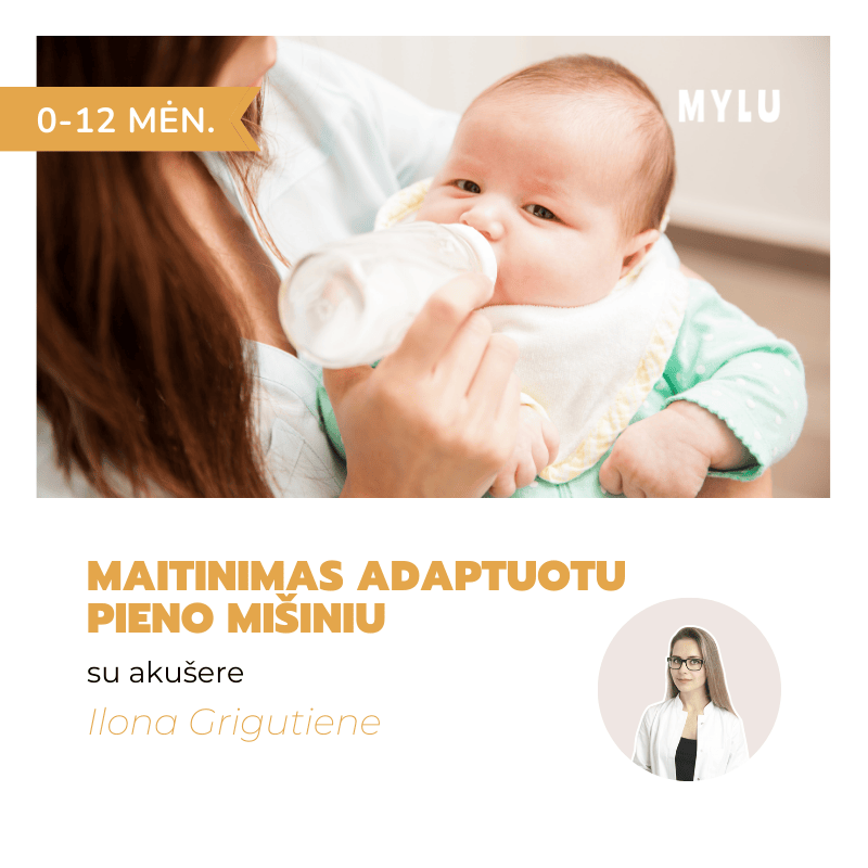 Maitinimas adaptuotu pieno mišiniu (0-12 mėn.) akušerė Ilona Grigutienė Mišinio pasirinkimas mišinio sudėtis Mišinio formos Maitinimas pagal kūdikio reguliuojamą greitį Kaip šildyti adaptuotą mišinį