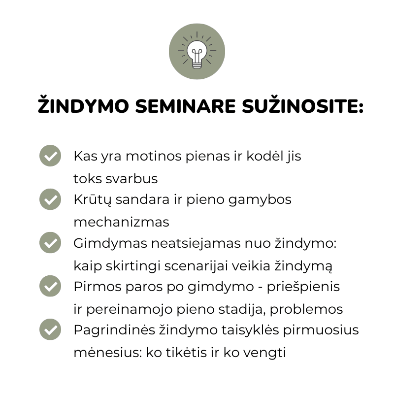 Rinkinys #1 (0-4 mėn.) Kūdikių miegas + Žindymas Pasiruošimas žindymui Pirmųjų mėnesių kūdikio miegas žindymo taisyklės kūdikio dienotvarkė Eglė Gurčinė Dovilė Šafranauskė savarankiškas kūdikio miegas