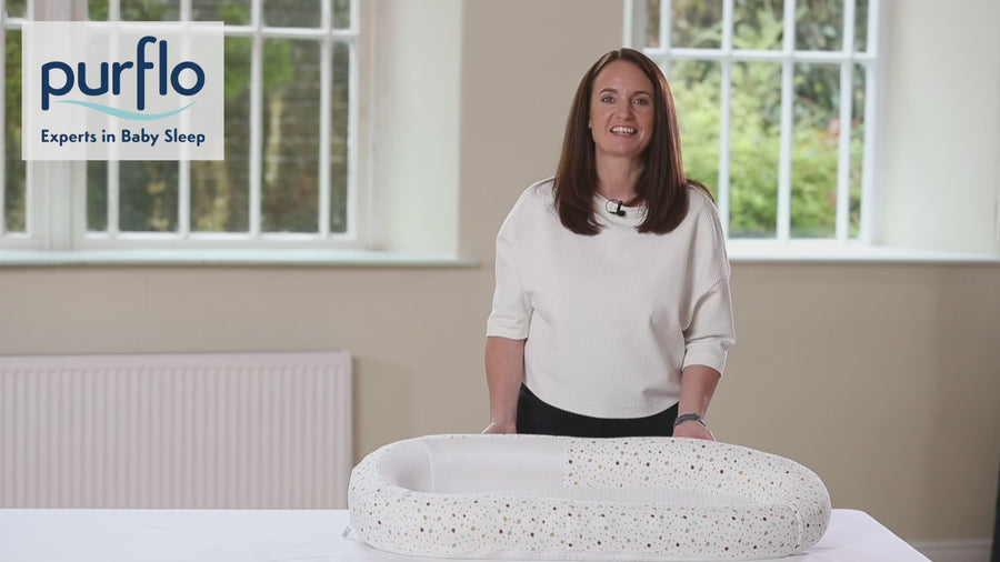 Purflo® Sleep Tight kūdikio lovytė - su pilku apvadu